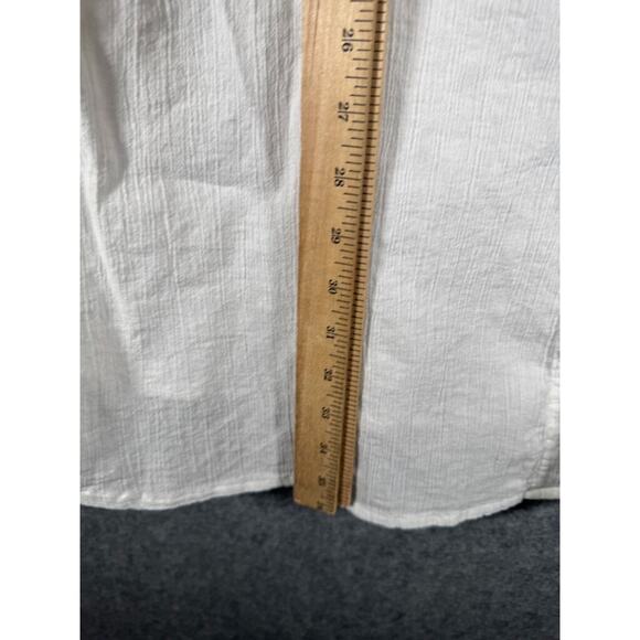 St John Bay Dress Women 3X Roll Sleeve White‎ Guaze Button Front Beachy Coastal - Picture 5 of 8